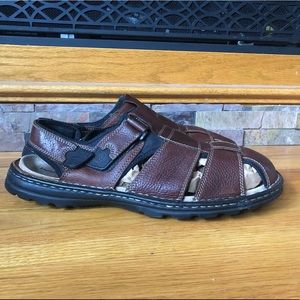 Hush Puppies Men’s Leather Fisherman Sandals Size 16 EW Extra Wide Brown